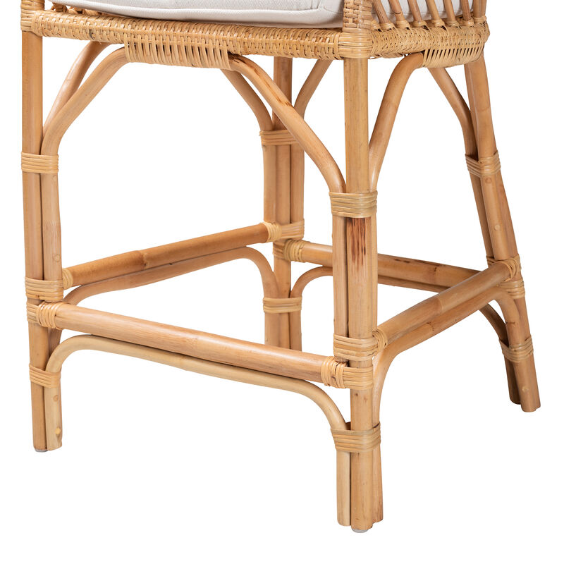 Bali & Pari Arween Modern Bohemian Natural Brown Rattan Counter Stool