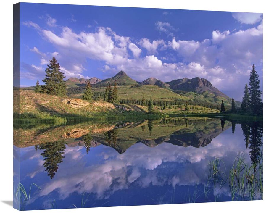 Grand Turk and Sultan Mountain reflected in Molas Lake, Colorado-Canvas Art-35x28