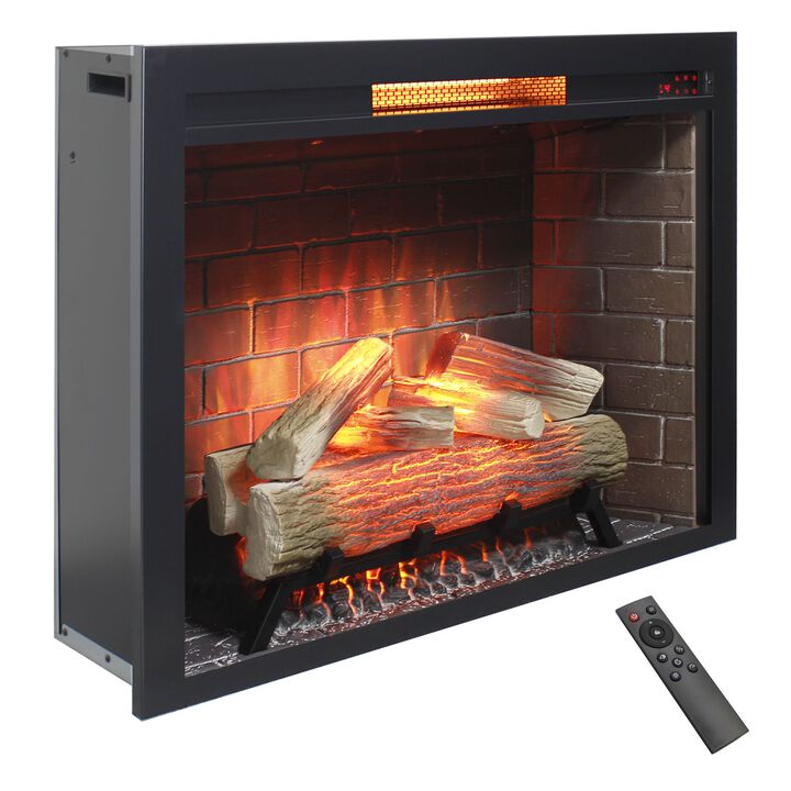 Mondawe 33 Inch Infrared Electric Fireplace Insert, Touch Panel Home Decor Heater, Smokeless Firebox With Cracking Sound Mondawe 33 Inch Infrared Electric Fireplace Insert, Touch Panel Home Decor Heater, Smokeless Firebox With Cracking Sound