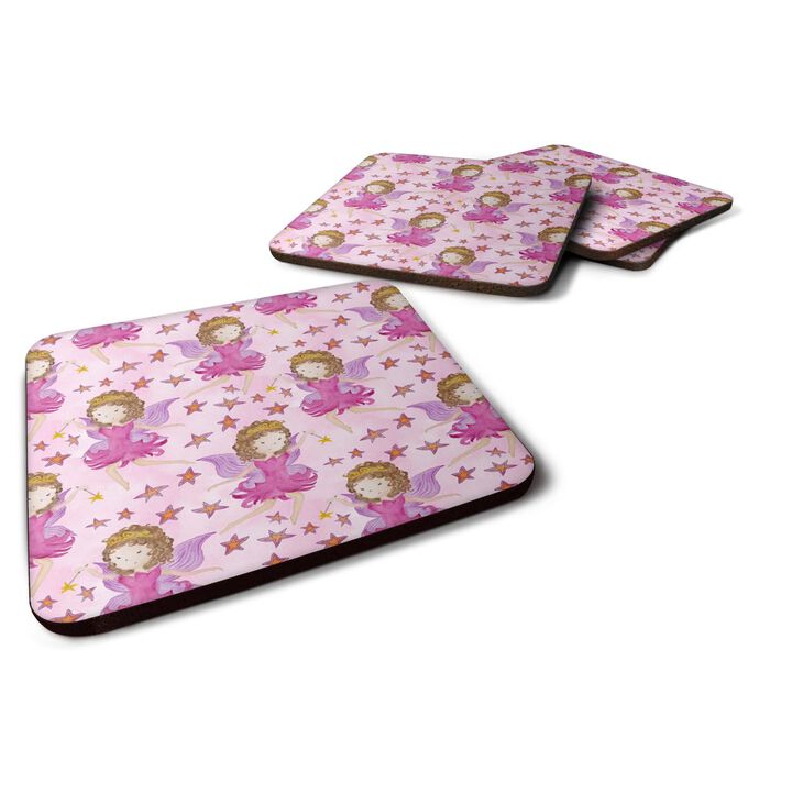 Caroline's Treasures Watercolor Fairy Princess on Pink Decorative coasters, 3.5, Multicolor
