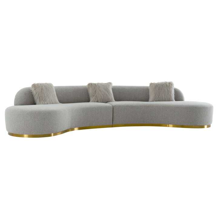 Pasargad Home Simona Collection Curved Sofa with 3 Pillows