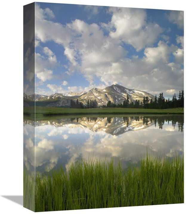 Mammoth Peak and scattered clouds reflected in lake, Yosemite National Park, California-Canvas Art-12x16