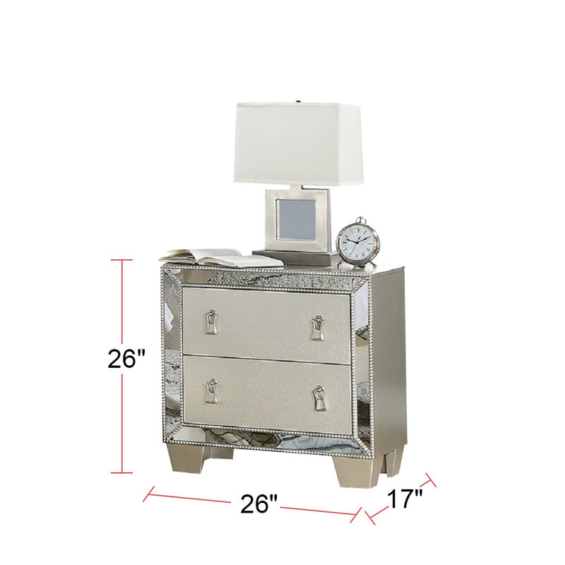 Streamdale Contemporary 2 Drawers Nightstand In Silver