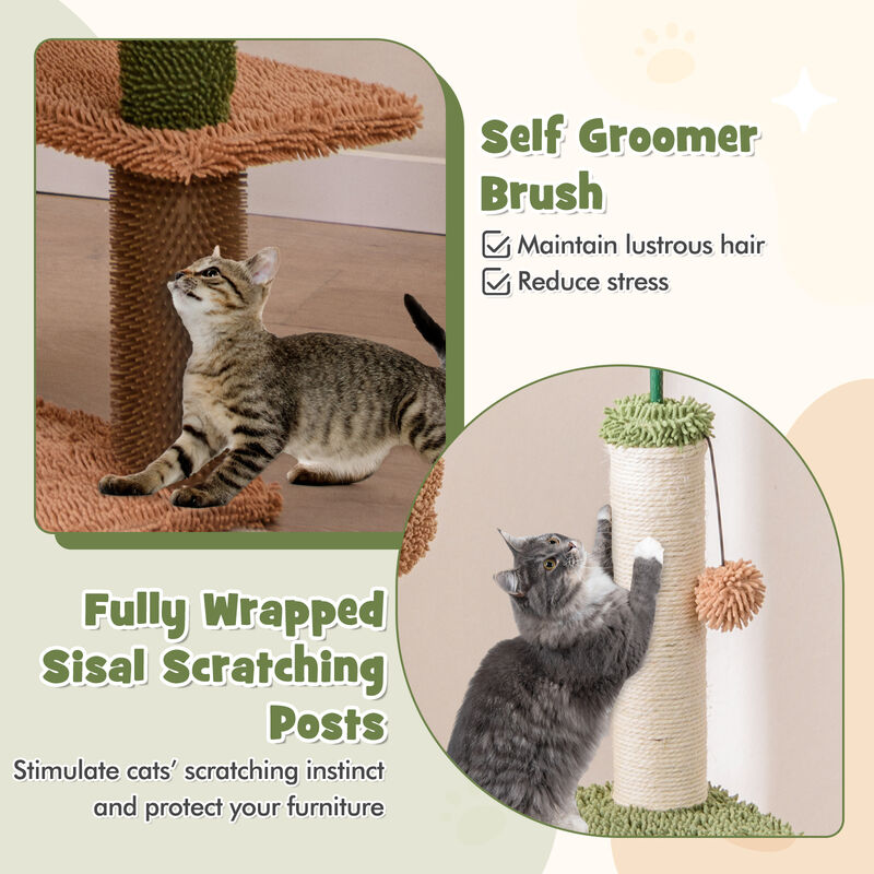Multi-Level Cat Tree with Scratching Posts, Plush Perch, Rope, and Cozy Bed for Indoor Cats