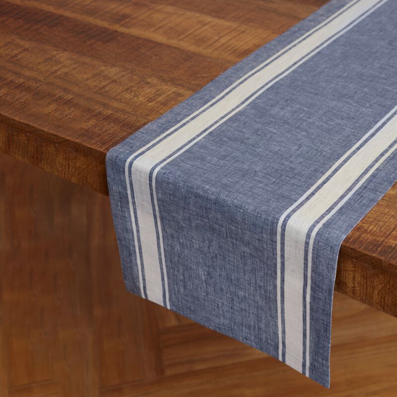 Solino Home 100% Pure Linen Tablecloth | Farmhouse Stripe