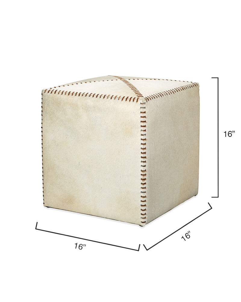 White Small Hair on Hide Ottoman