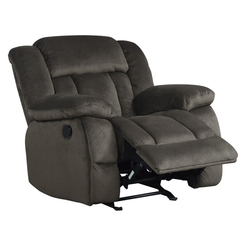 Microfiber Textured Fabric Glider Reclining Chair, Brown - Benzara
