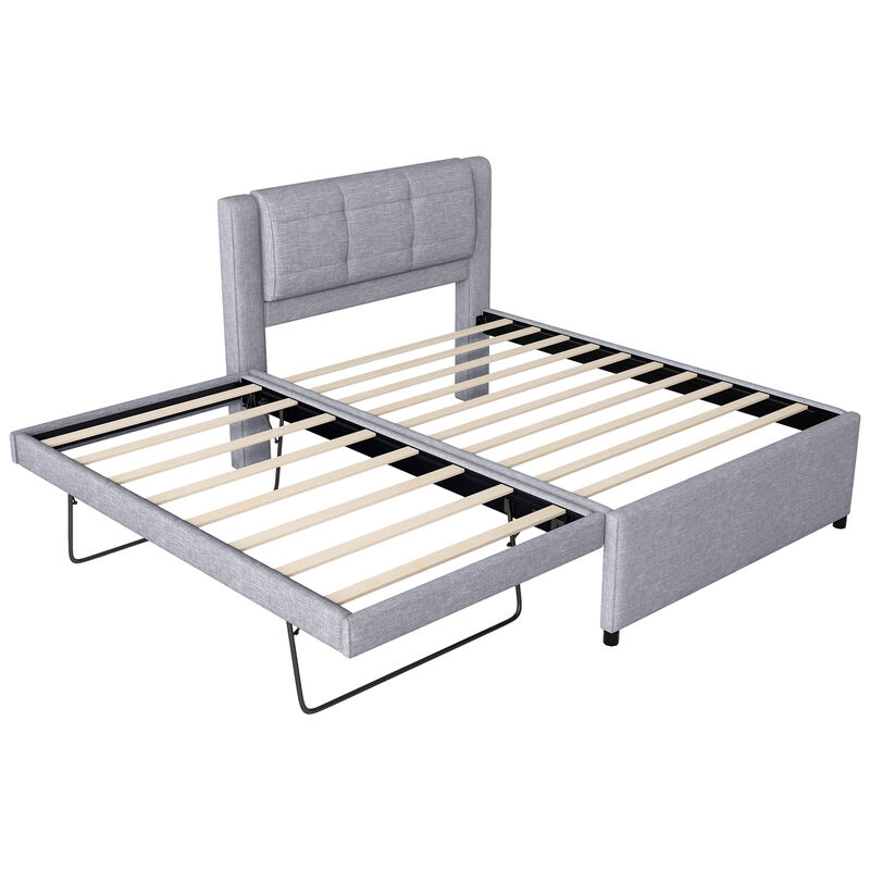 Merax Upholstery Platform Bed with Trundle