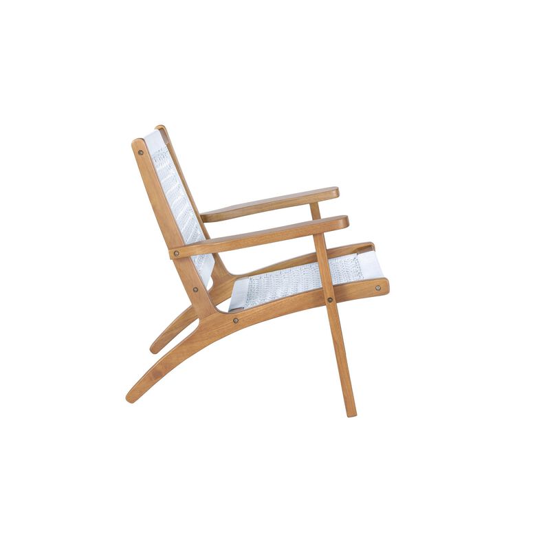 Heor 29 Inch Accent Chair, Hexagon Rope Woven Back, Seat, Brown, Gray  - Benzara