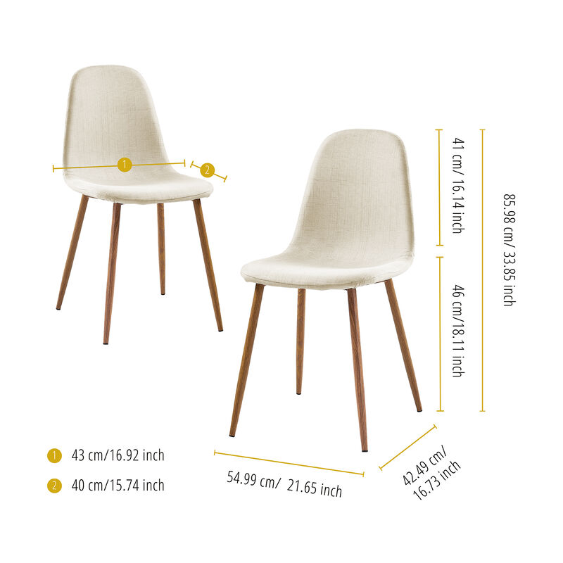 Teamson Home Minimalista Dining Chair with Wood Grain Metal Legs (Set of 2)
