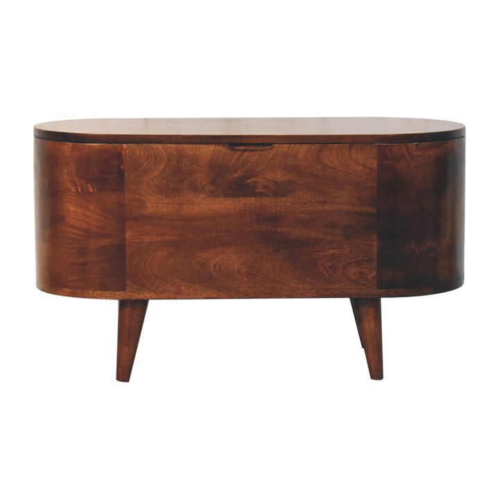 Artisan Furniture Solid Wood Curved California Walnut Blanket Box