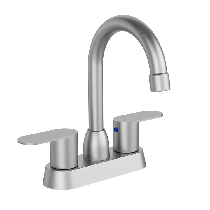 Brushed Nickel Bathroom Sink Faucet, 2-Handle Design for Modern Vanity & Smooth Water Flow