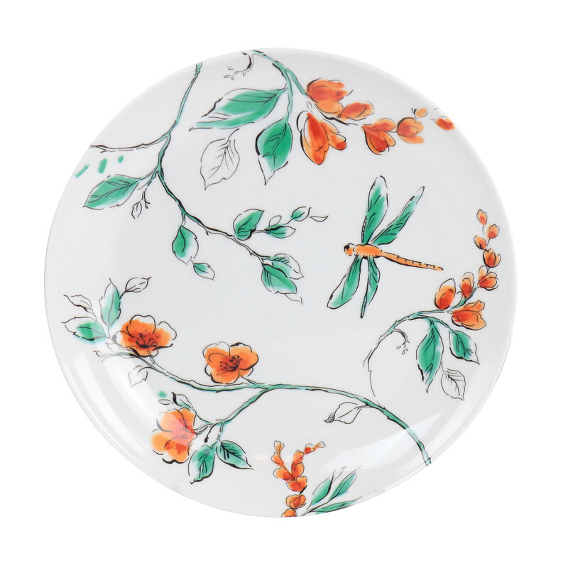 Martha Stewart 12 Piece Dragonfly Melamine Dinnerware Set in White