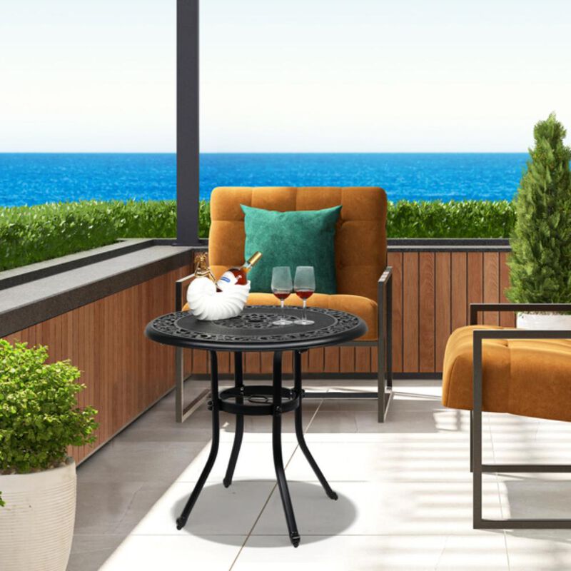 Outdoor Round Dining Table Weather-Resistant Patio Table for Backyard & Garden