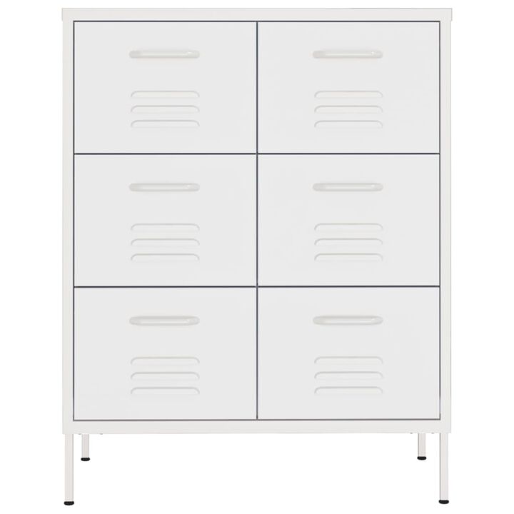 vidaXL Drawer Cabinet White 31.5"x13.8"x40" Steel
