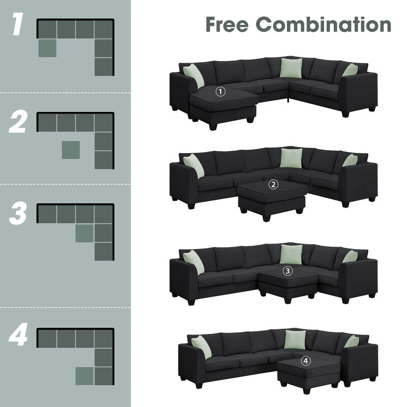 Merax 7 Seats Modular Sectional Sofa with Ottoman