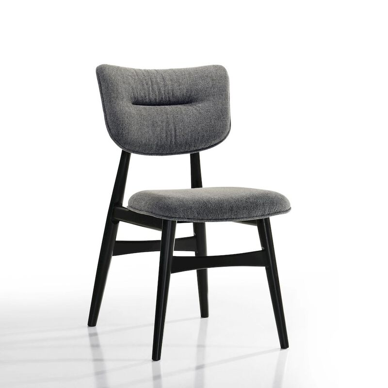 Omax Decor Joss Solid Wood Dining Chairs in Gray Fabric Upholstery (Set of 2)