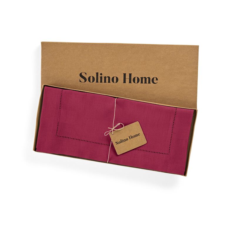 Solino Home 100% Pure Linen Table Runner | Classic Hemstitch for Thanksgiving, Christmas