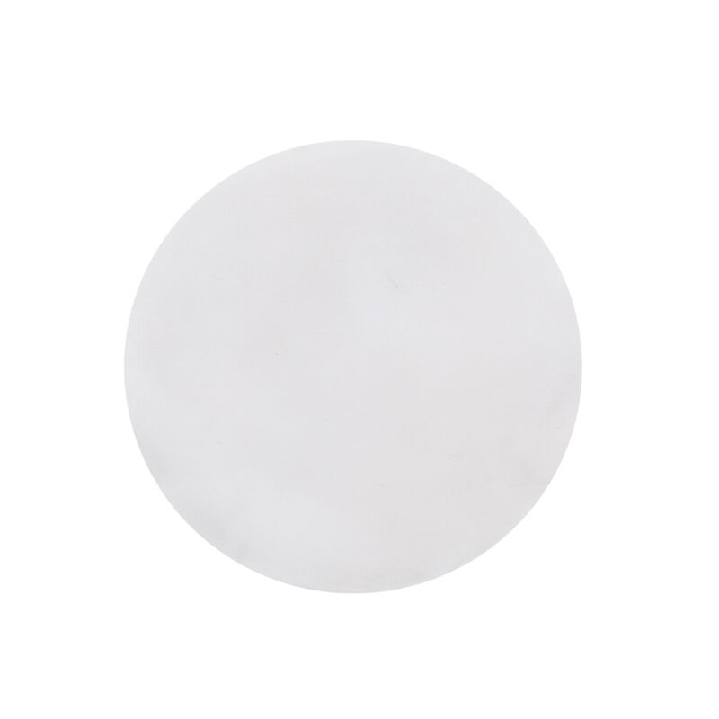 Outdoor End Table, Round 15 Inch Top, Antique White Faux Concrete - Benzara