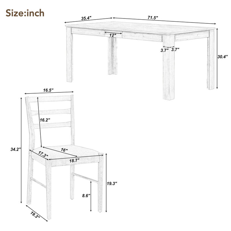 Merax Mutifunctional Extendable Wooden Dining Table Set with Chair