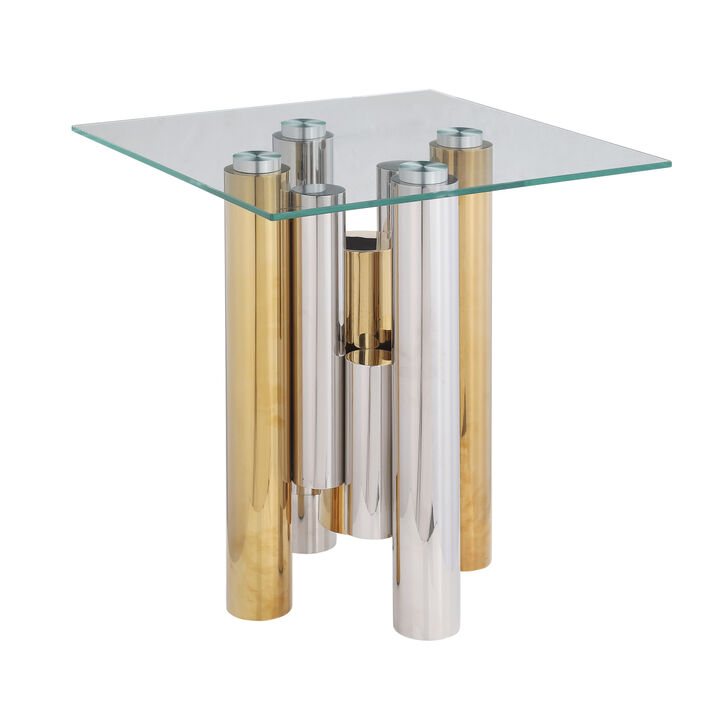 20" Stainless Steel Glass End Table - Modern & Sleek
