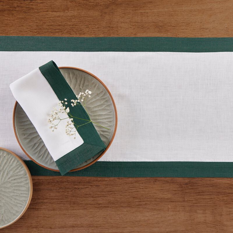 Solino Home 100% Pure Linen Table Runner 14 x 90 Inch | Festive Edge
