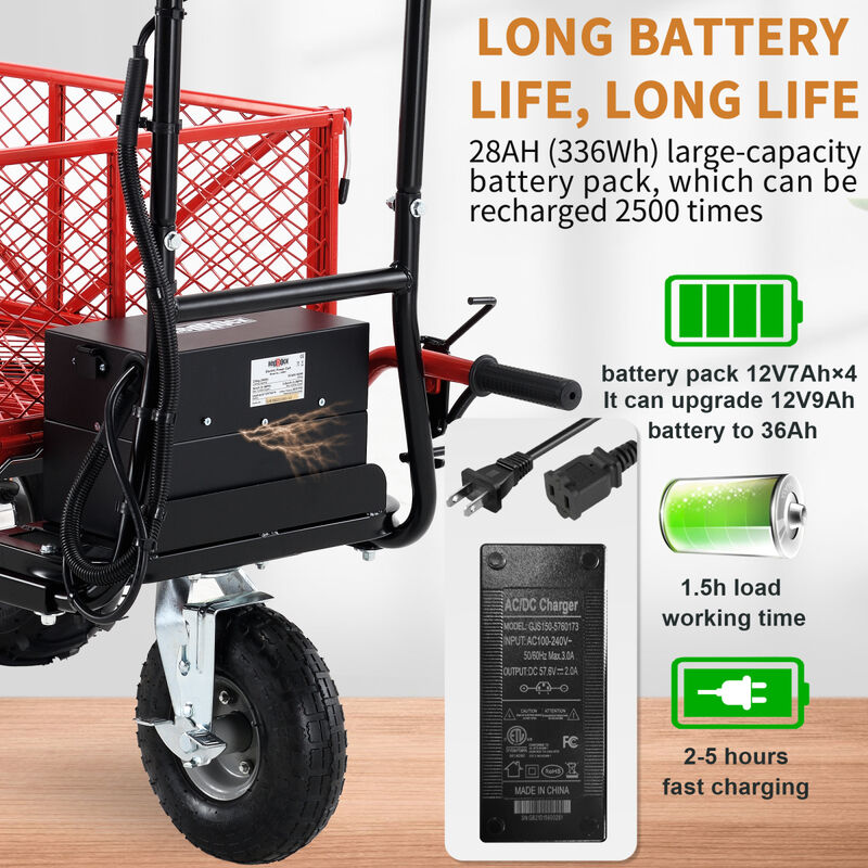 Electric Utility Cart: 500 Lbs Capacity, 1000 Lbs Towing