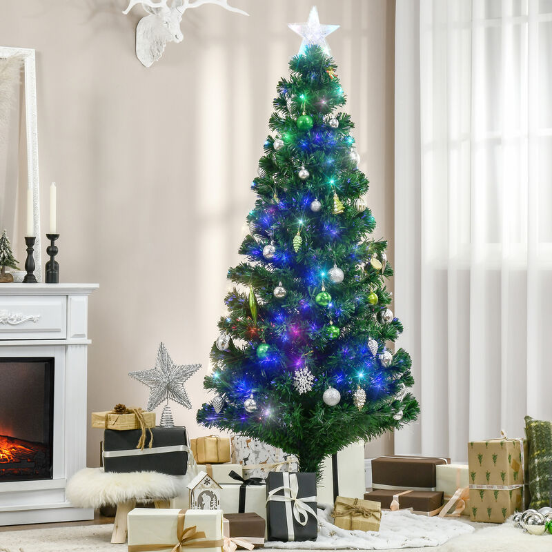 6' Pre-Lit Fiber Optic Artificial Christmas Tree Colorful Led Lights Decorations