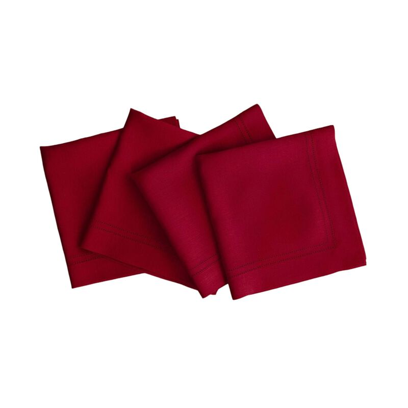 Solino Home 100% Pure Linen Double Hemstitch Dinner Napkins 20 x 20 Inch Set of 4