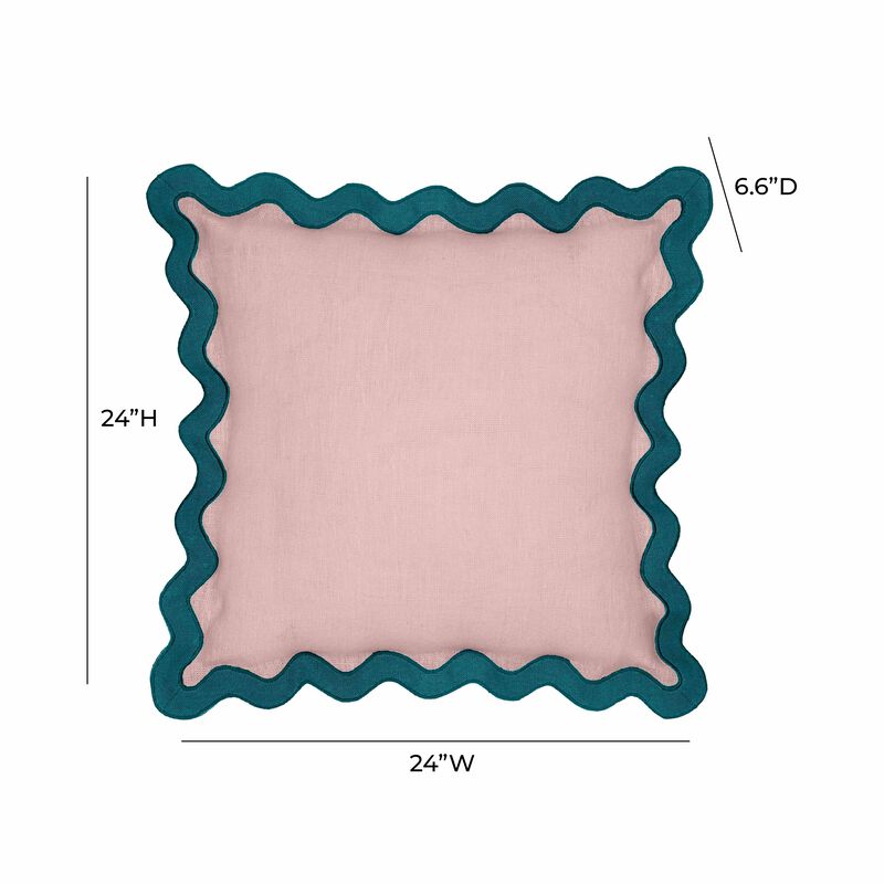 Scalloped Edge Magenta and Pink Cotton Velvet Throw Pillow