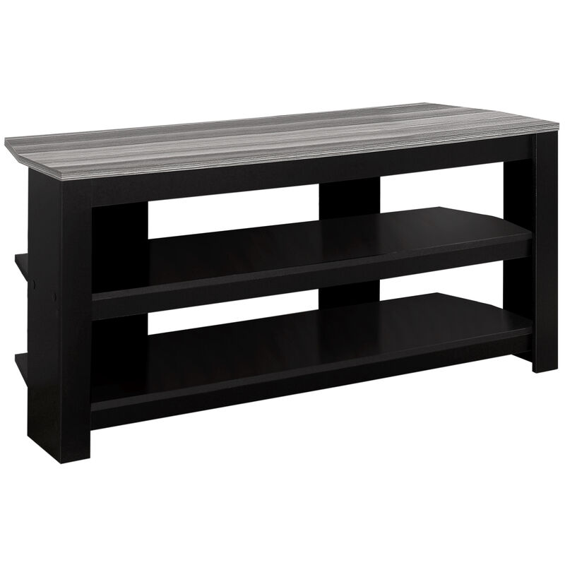 Monarch Specialties I 2564 Tv Stand, 42 Inch, Console, Media Entertainment Center, Storage Shelves, Living Room, Bedroom, Laminate, Black, Grey, Contemporary, Modern