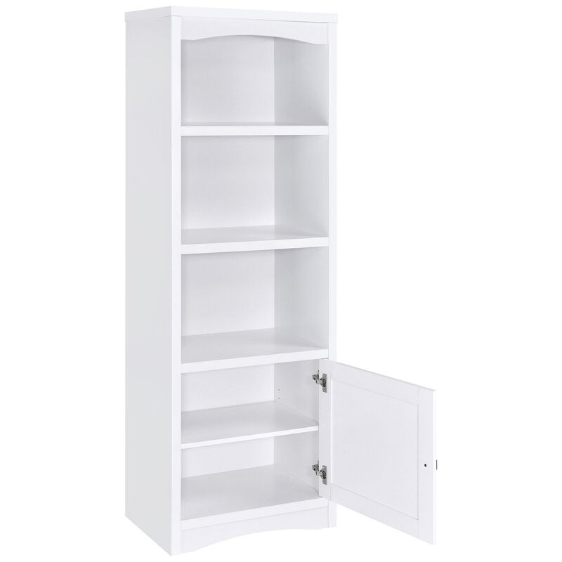 Donna Media Tower Pier Cabinet, Adjustable Shelves, White Wood 71 Inch - Benzara