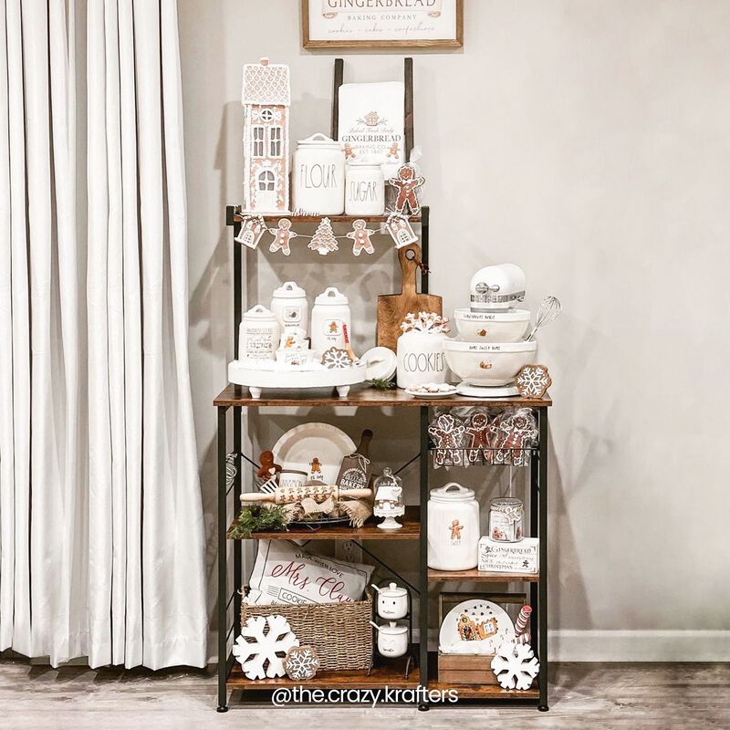 Baker’s Rack with Shelves, Kitchen Shelf with Wire Basket