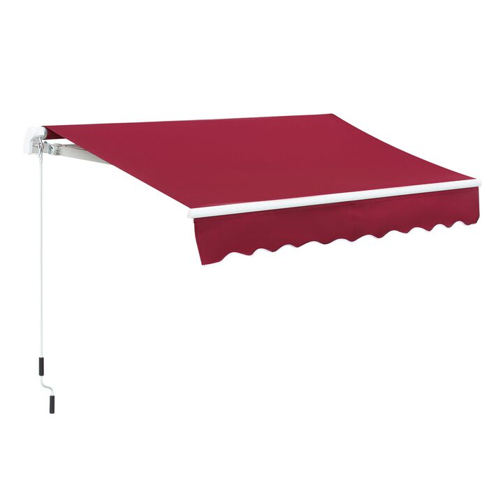 Wine Red Patio Cover: 8'x7' Retractable Awning with Crank Handle Wine Red Patio Cover: 8'x7' Retractable Awning with Crank Handle