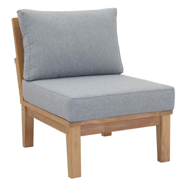 Marina Teak Wood Outdoor Patio Furniture Sofa Sectional Set - Luxury, Comfortable Seating, Durable, All-Weather Cushions, Modern Design