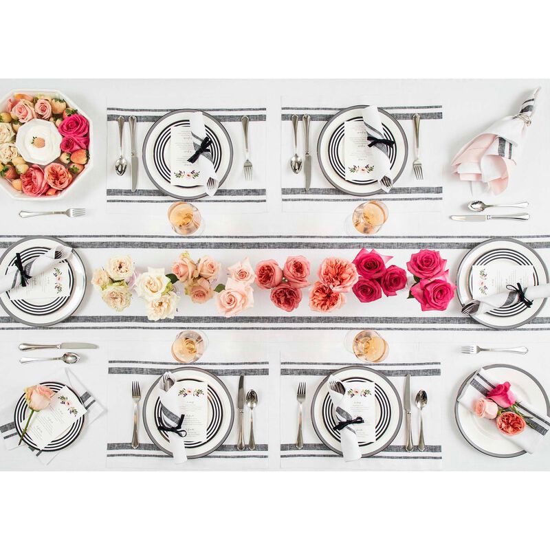Solino Home 100% Pure Linen Table Runner | French Stripe for Spring & Easter