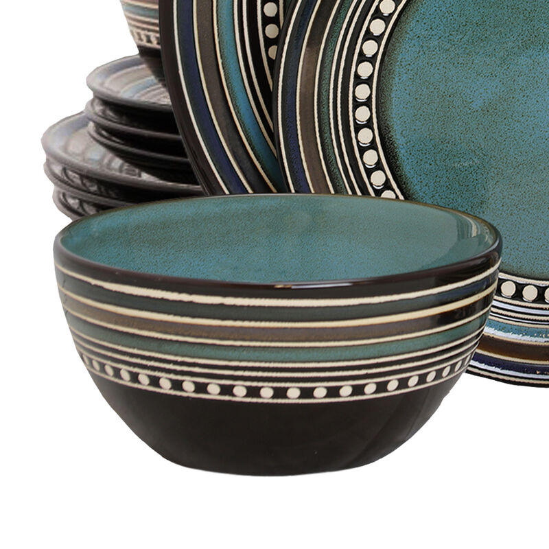 Gibson Elite CafÃ© Versailles 16 Piece Double Bowl Dinnerware Set - Blue