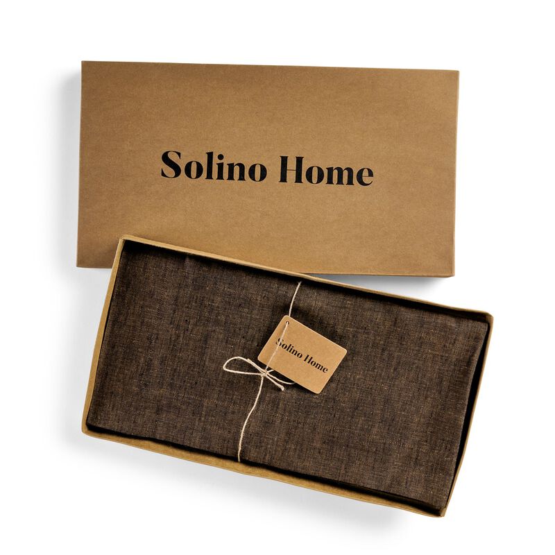 Solino Home 100% Pure Linen Table Throw 52 x 52 Inch | Athena