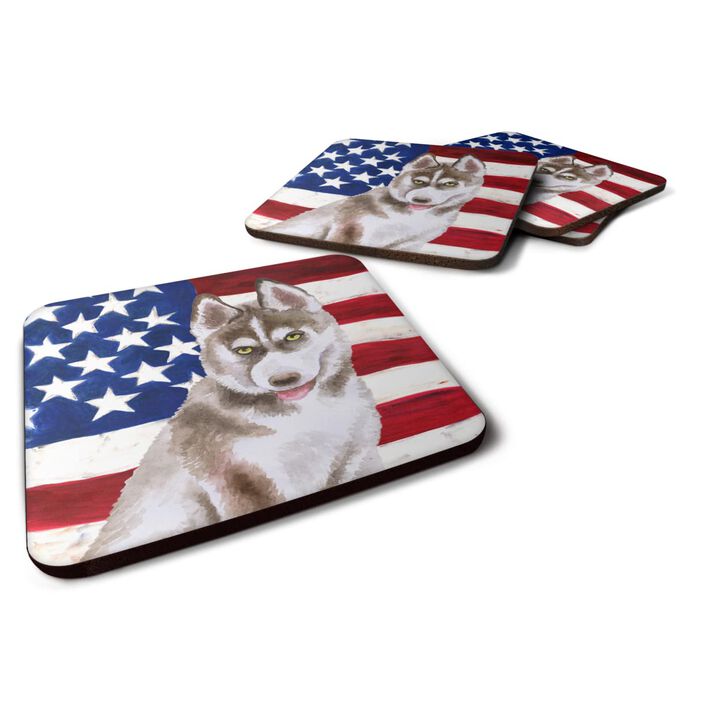 Caroline's Treasures Siberian Husky Grey Patriotic Decorative coasters, Multicolor