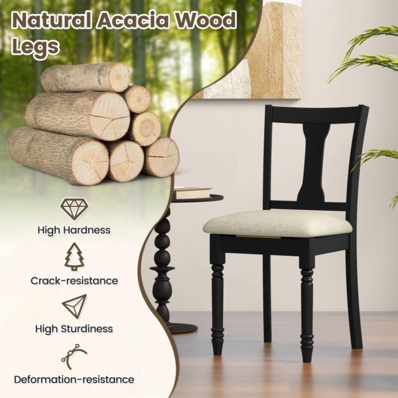 Hivvago Kitchen Dining Chair with Linen Fabric and Storage Space