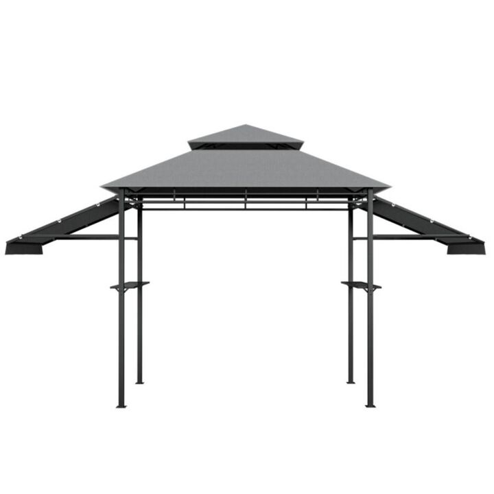 Hivvago 13.5 x 4 Feet Patio BBQ Grill Gazebo Canopy with Dual Side Awnings