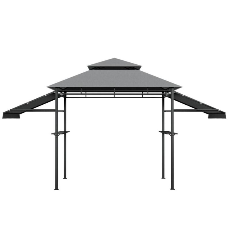 Hivvago 13.5 x 4 Feet Patio BBQ Grill Gazebo Canopy with Dual Side Awnings