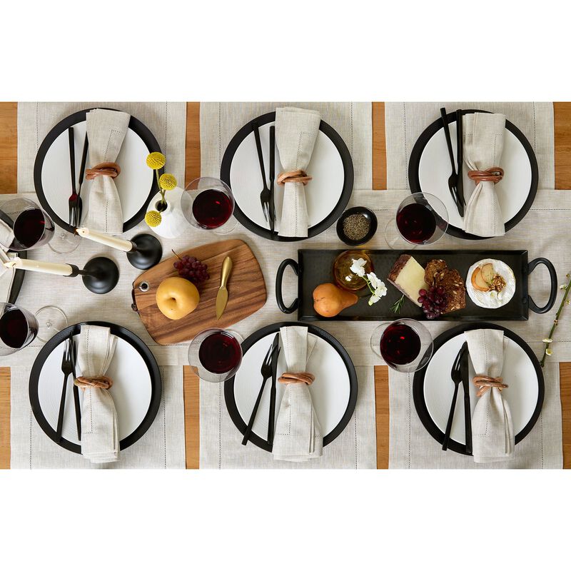 Solino Home 100% Pure Linen Placemats Set of 6 - 14 x 19 Inch | Classic Hemstitch