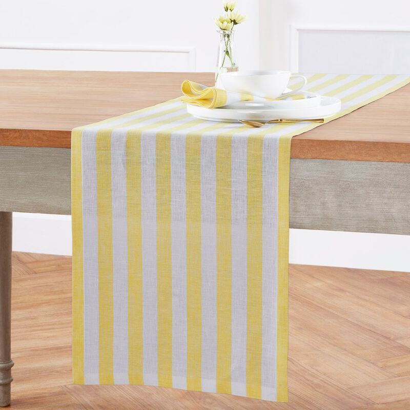 Solino Home 100% Pure Linen Table Runner 14 x 48 Inch | Sorrento Stripe