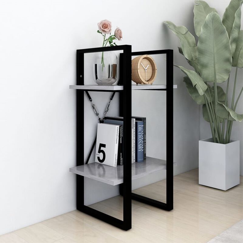 vidaXL 2-Tier Book Cabinet Concrete Gray 15.7"x11.8"x27.6" Chipboard