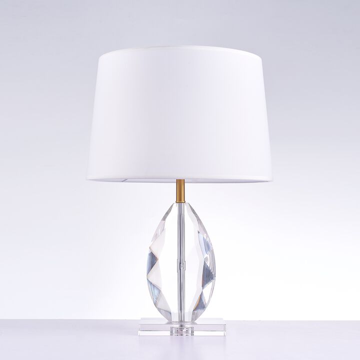Pasargad Home Lauren Metal & Acrylic Table Lamp, White/Clear