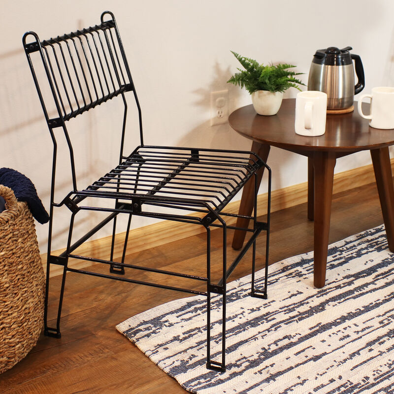 Sunnydaze Indoor and Outdoor Steel Wire Dining Chair - Black