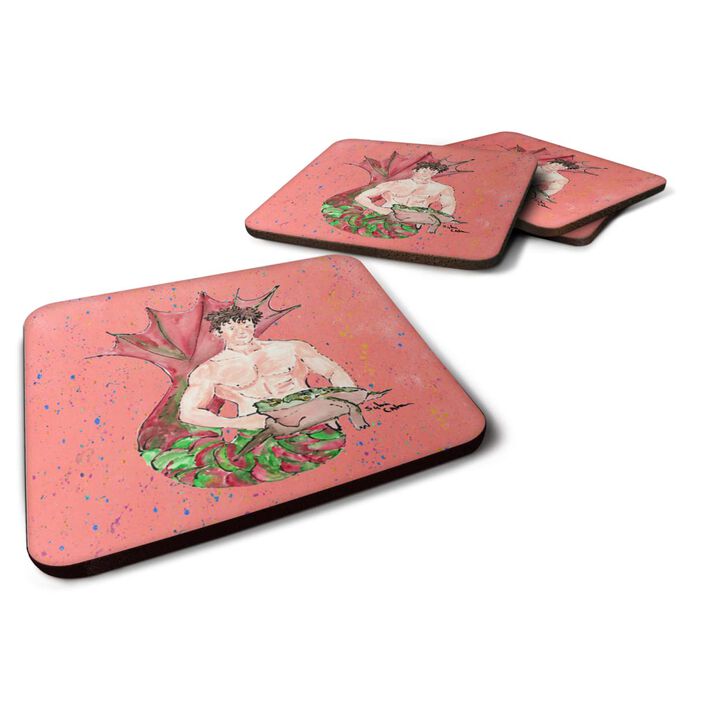 Caroline's Treasures 8348FC Merman Foam Coasters (Set of 4), 3.5 H x 3.5 W, Multicolor