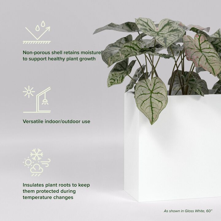 Greenline Fiberglass Leo Extra Large Indoor/Outdoor Rectangle Planter - 60 in x 16 in x 24 in