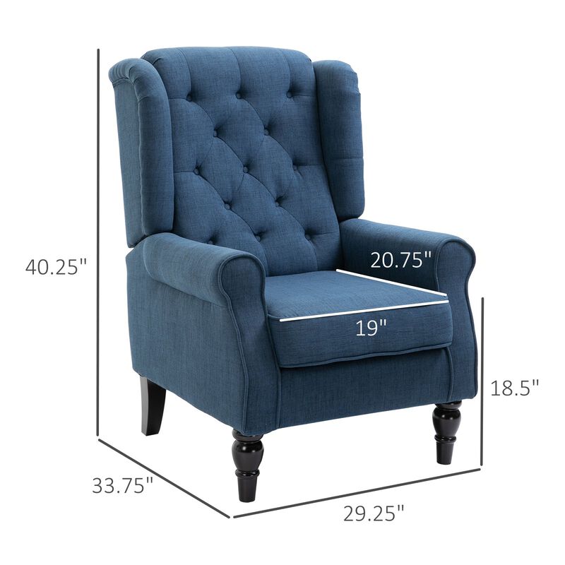 Blue Accent Seating: Set of 2 Tufted High Wingback Chairs
